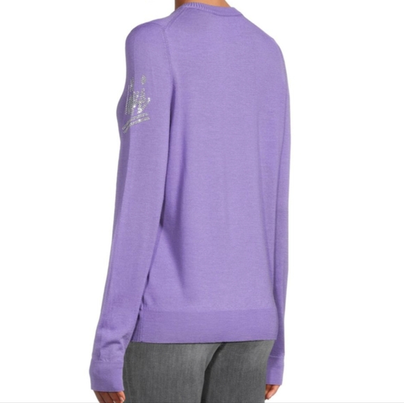 Zadig & Voltaire Miss Love Strass Merino Wool Lavender Sweater Small Nwt - Picture 9 of 13